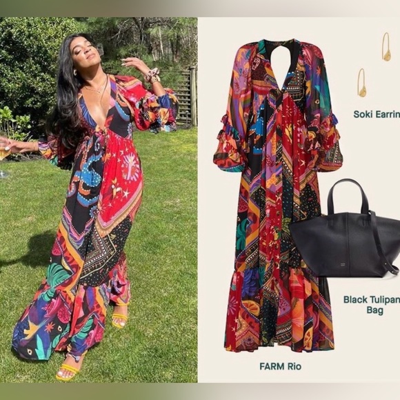 FARM Rio Vibrant Red and Blue Maxi Dress - Picture 13 of 16